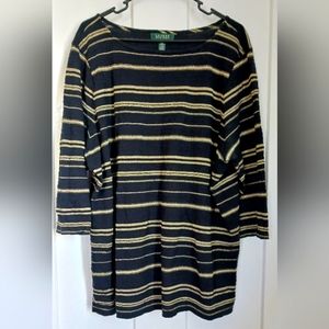 Lauren RL black & gold 3/4 sleeve shirt
